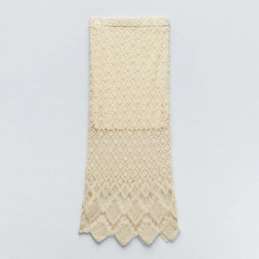 ZARA CROCHET STRAIGHT SKIRT ECRU - Picture 4 of 9